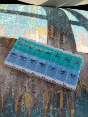 Weekly Pill Organizer - Blue & Teal AM/PM Boxes